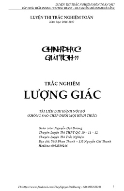 chuyên đề trắc nghiệm hàm số lượng giác và phương trình lượng giác – nguyễn đại dương