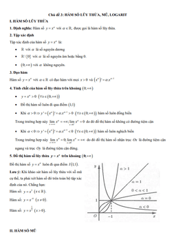 chuyên đề trắc nghiệm hàm số lũy thừa, hàm số mũ và hàm số logarit