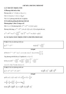 chuyên đề trắc nghiệm phương trình mũ