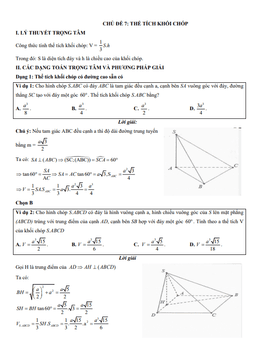 chuyên đề trắc nghiệm thể tích khối chóp