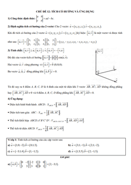 chuyên đề trắc nghiệm tích có hướng của hai vectơ và ứng dụng