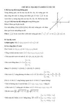 chuyên đề trắc nghiệm tọa độ của điểm và véctơ