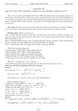 đặt ẩn phụ để giải phương trình – hệ phương trình – trần trí quốc