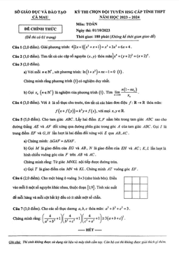 đề chọn đội tuyển hsg cấp tỉnh toán thpt năm 2023 – 2024 sở gd&đt cà mau