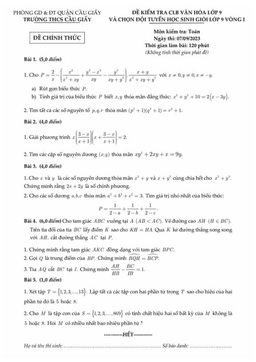 đề chọn đội tuyển hsg toán 9 vòng 1 năm 2023 – 2024 trường thcs cầu giấy – hà nội