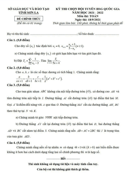 đề chọn đội tuyển thi hsg qg môn toán năm 2022 sở gd&đt sơn la