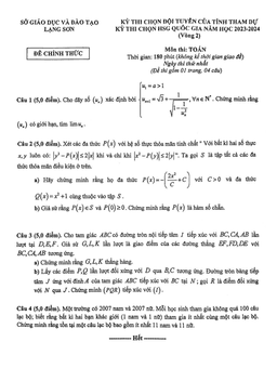 đề chọn đội tuyển thi hsg qg môn toán năm 2023 – 2024 sở gd&đt lạng sơn