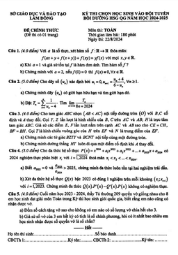 đề chọn đội tuyển thi hsg qg môn toán thpt năm 2024 – 2025 sở gd&đt lâm đồng