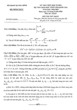 đề chọn đội tuyển thi hsg qg môn toán thpt năm 2024 – 2025 sở gd&đt quảng bình