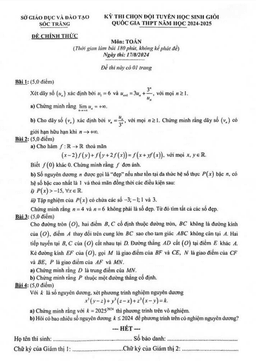 đề chọn đội tuyển thi hsg qg môn toán thpt năm 2024 – 2025 sở gd&đt sóc trăng