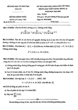 đề chọn học sinh giỏi toán thpt cấp tỉnh năm 2022 – 2023 sở gd&đt gia lai