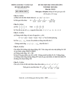 đề chọn hsg toán 8 năm 2015 – 2016 phòng gd&đt huyện sơn dương – tuyên quang