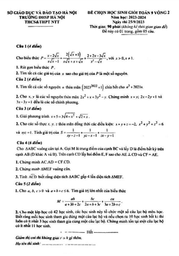 đề chọn hsg toán 9 vòng 2 năm 2023 – 2024 trường nguyễn tất thành – hà nội
