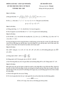 đề chọn hsg toán thcs năm 2024 – 2025 phòng gd&đt ninh hòa – khánh hòa