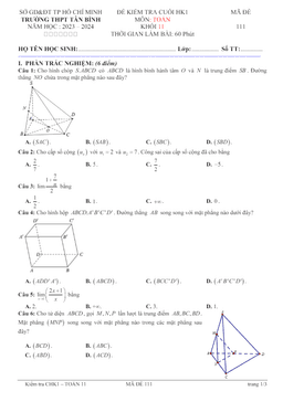 đề cuối hk1 toán 11 năm 2023 – 2024 trường thpt tân bình – tp hcm