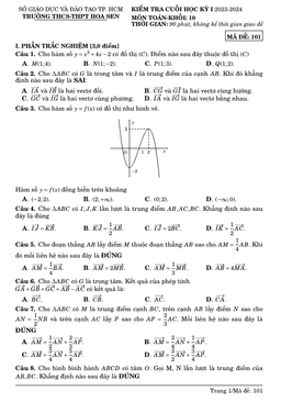 đề cuối học kì 1 toán 10 năm 2023 – 2024 trường thcs – thpt hoa sen – tp hcm