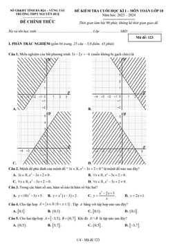 đề cuối học kì 1 toán 10 năm 2023 – 2024 trường thpt nguyễn huệ – br vt