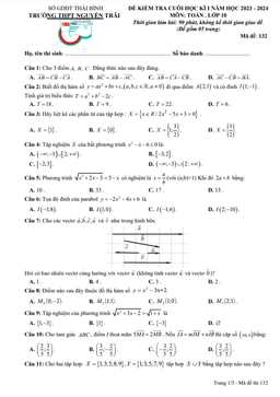 đề cuối học kì 1 toán 10 năm 2023 – 2024 trường thpt nguyễn trãi – thái bình