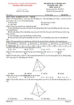 đề cuối học kì 1 toán 11 năm 2023 – 2024 trường thpt hàng hải – hải phòng