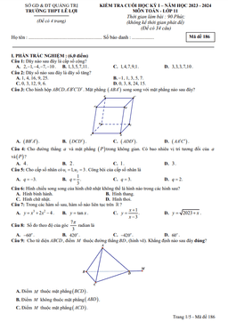 đề cuối học kì 1 toán 11 năm 2023 – 2024 trường thpt lê lợi – quảng trị