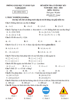 đề cuối học kì 1 toán 6 năm 2023 – 2024 phòng gd&đt cẩm giàng – hải dương