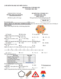 đề cuối học kì 1 toán 6 năm 2023 – 2024 trường thcs nguyễn huệ – đắk lắk