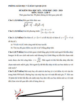 đề cuối học kì 1 toán 9 năm 2023 – 2024 phòng gd&đt quận 8 – tp hcm