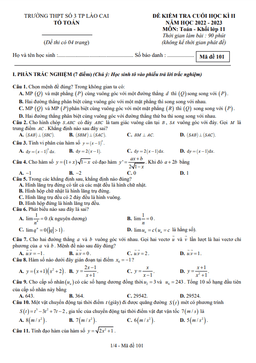 đề cuối học kì 2 toán 11 năm 2022 – 2023 trường thpt số 3 tp lào cai