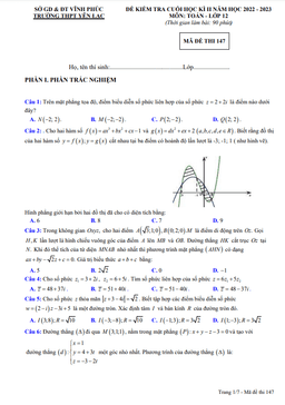 đề cuối học kì 2 toán 12 năm 2022 – 2023 trường thpt yên lạc – vĩnh phúc
