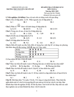 đề cuối học kì 2 toán 6 năm 2022 – 2023 trường thcs nguyễn chuyên mỹ – hải phòng