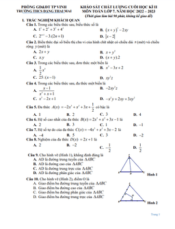 đề cuối học kì 2 toán 7 năm 2022 – 2023 trường thcs đặng thai mai – nghệ an