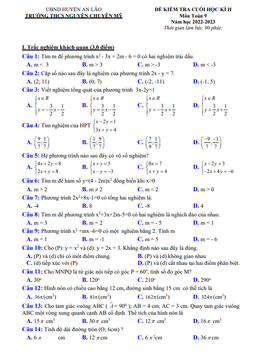 đề cuối học kì 2 toán 9 năm 2022 – 2023 trường thcs nguyễn chuyên mỹ – hải phòng