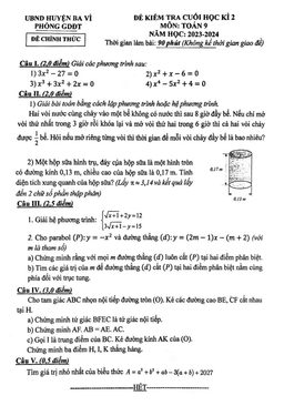 đề cuối học kì 2 toán 9 năm 2023 – 2024 phòng gd&đt ba vì – hà nội