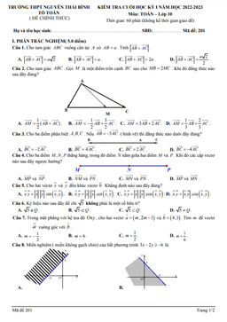 đề cuối học kỳ 1 toán 10 năm 2022 – 2023 trường nguyễn thái bình – quảng nam