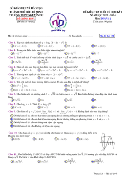đề cuối học kỳ 1 toán 12 năm 2023 – 2024 trường thpt nguyễn du – tp hcm