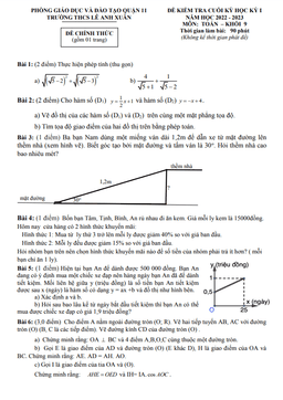 đề cuối học kỳ 1 toán 9 năm 2022 – 2023 trường thcs lê anh xuân – tp hcm