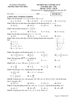 đề cuối học kỳ 2 toán 10 năm 2022 – 2023 trường thpt yên mô b – ninh bình