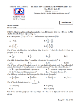 đề cuối học kỳ 2 toán 10 năm 2023 – 2024 trường chuyên trần phú – hải phòng