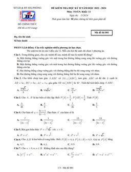 đề cuối học kỳ 2 toán 11 năm 2023 – 2024 trường chuyên trần phú – hải phòng