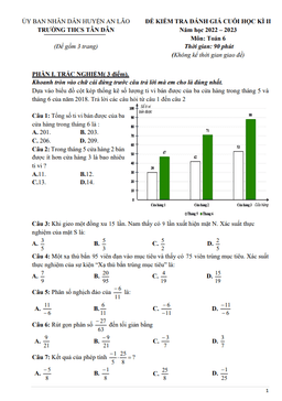 đề cuối học kỳ 2 toán 6 năm 2022 – 2023 trường thcs tân dân – hải phòng