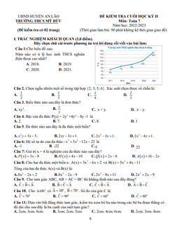 đề cuối học kỳ 2 toán 7 năm 2022 – 2023 trường thcs mỹ đức – hải phòng