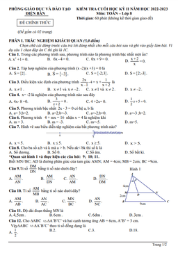 đề cuối học kỳ 2 toán 8 năm 2022 – 2023 phòng gd&đt điện bàn – quảng nam