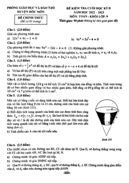 đề cuối học kỳ 2 toán 9 năm 2022 – 2023 phòng gd&đt hóc môn – tp hcm