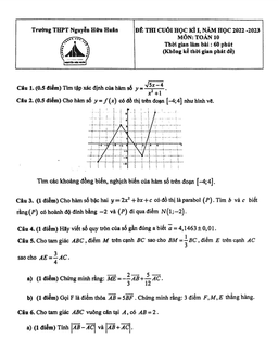 đề cuối kì 1 toán 10 năm 2022 – 2023 trường thpt nguyễn hữu huân – tp hcm