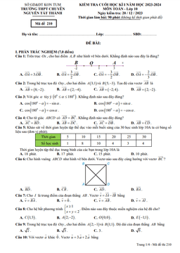 đề cuối kì 1 toán 10 năm 2023 – 2024 trường chuyên nguyễn tất thành – kon tum
