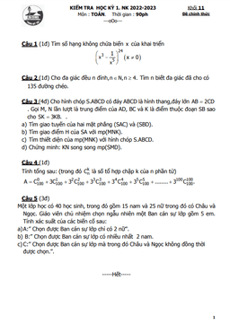 đề cuối kì 1 toán 11 năm 2022 – 2023 trường thpt gia định – tp hcm