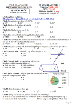 đề cuối kì 1 toán 7 năm 2022 – 2023 trường thcs lê anh xuân – tp hcm