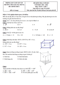 đề cuối kì 1 toán 7 năm 2022 – 2023 trường thcs quang trung – tp hcm