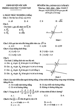 đề cuối kì 1 toán 7 năm 2023 – 2024 phòng gd&đt sóc sơn – hà nội