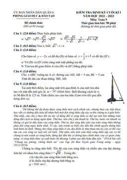 đề cuối kì 1 toán 9 năm 2022 – 2023 phòng gd&đt quận 6 – tp hcm